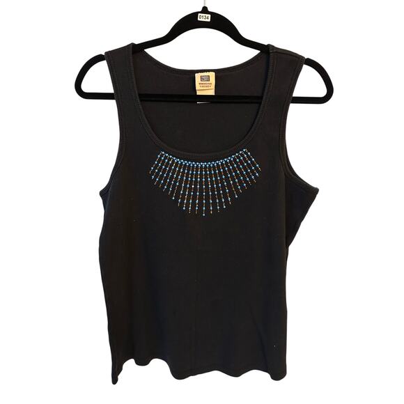 Y2K Faded Glory Black Ribbed Western Tank - 2XL - Size 18/20 - Picture 1 of 2